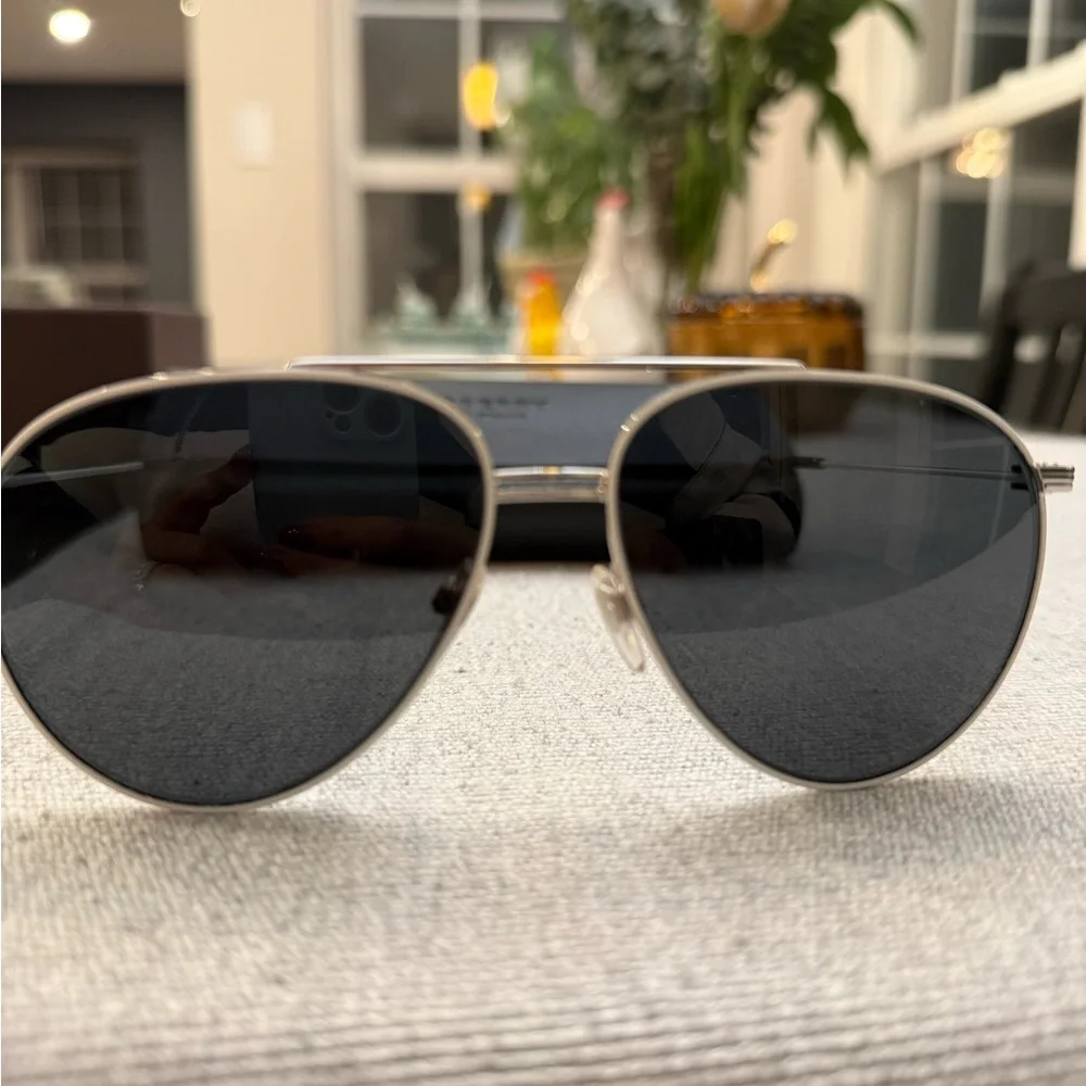 Burberry Silver and Black Aviator Sunglasses